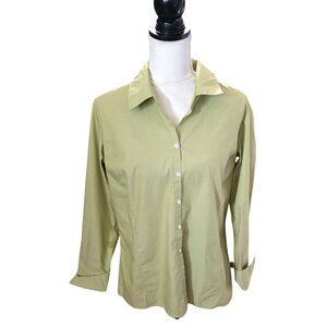 Liz Claiborne Classy Long Sleeve Green Chartreuse Button Down Blouse in Size 8
